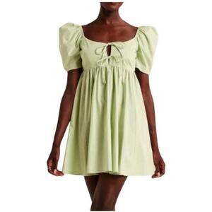 Abercrombie And Fitch Green Tie Front Babydoll Dress Sz L